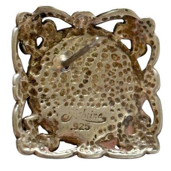 Jezlaine Square Blue Chalcedony Sterling Silver Post Stud Earrings Vintage - Picture 6 of 8